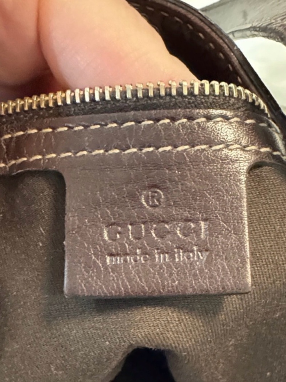 Gucci Dark Brown Leather shoulder bag with Green-Red Web and Gold GG - Picture 6 of 11